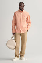 GANT Regular Fit Linen Check Shirt - Apricot Orange