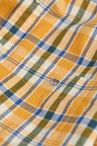 GANT Regular Fit Linen Mix Check Short Sleeve Shirt - Faded Orange