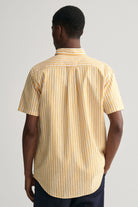 GANT Regular Fit Linen Mix Stripe Short Sleeve Shirt - Medal Yellow