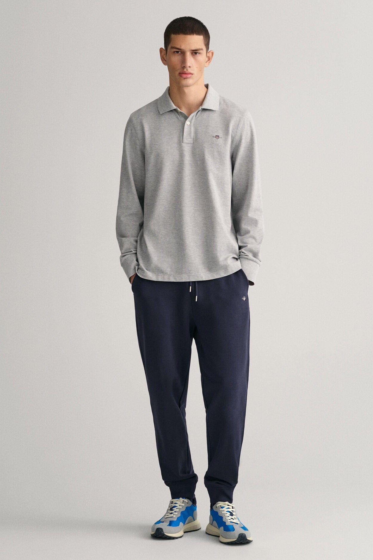 GANT Regular Fit Long Sleeve Polo - Grey Melange