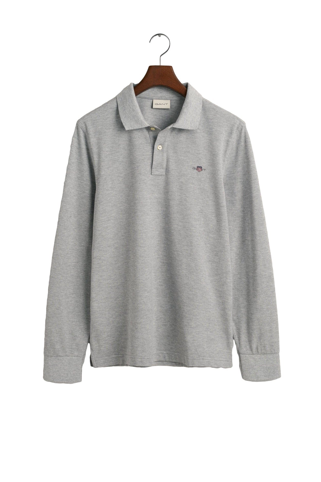 GANT Regular Fit Long Sleeve Polo - Grey Melange