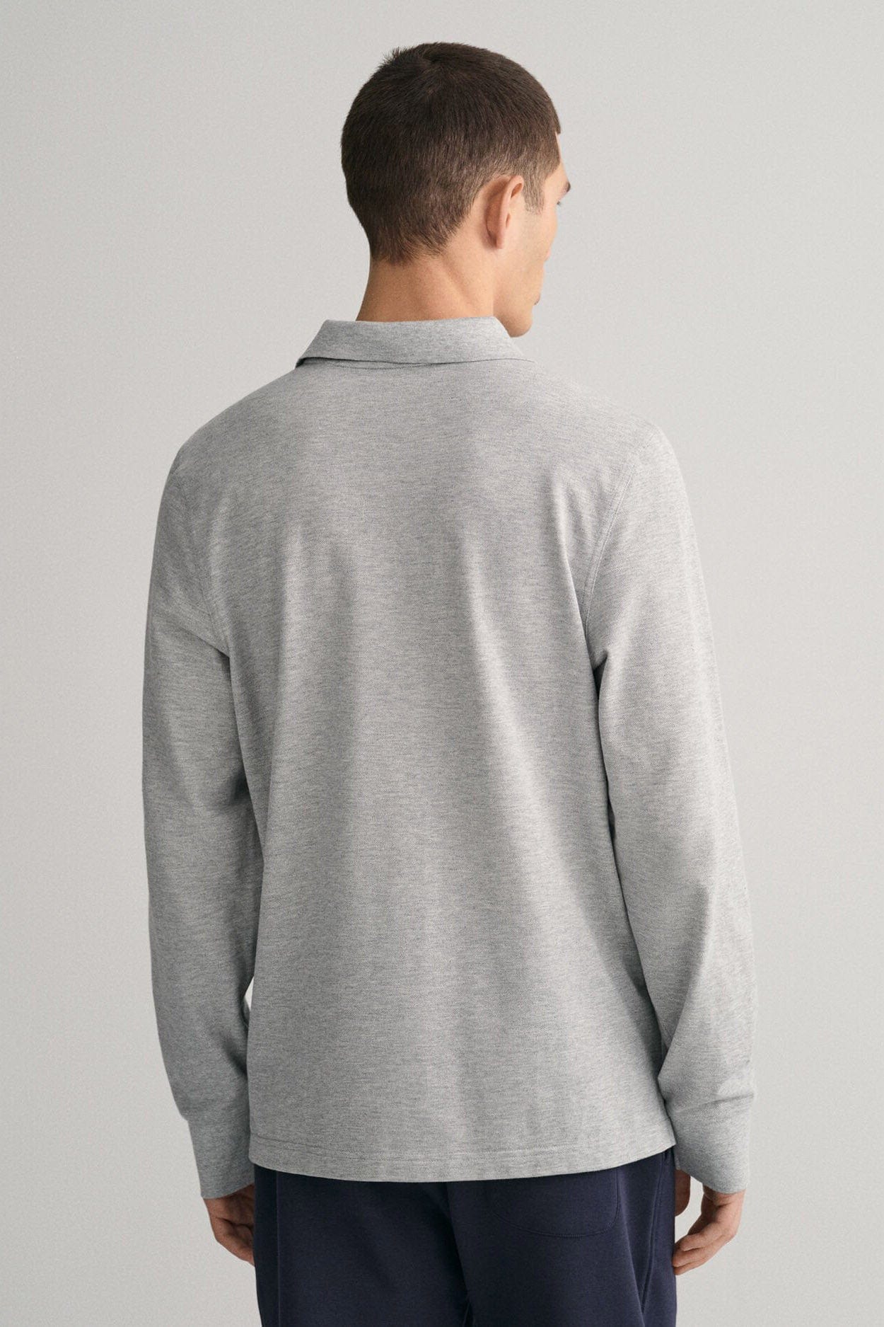 GANT Regular Fit Long Sleeve Polo - Grey Melange