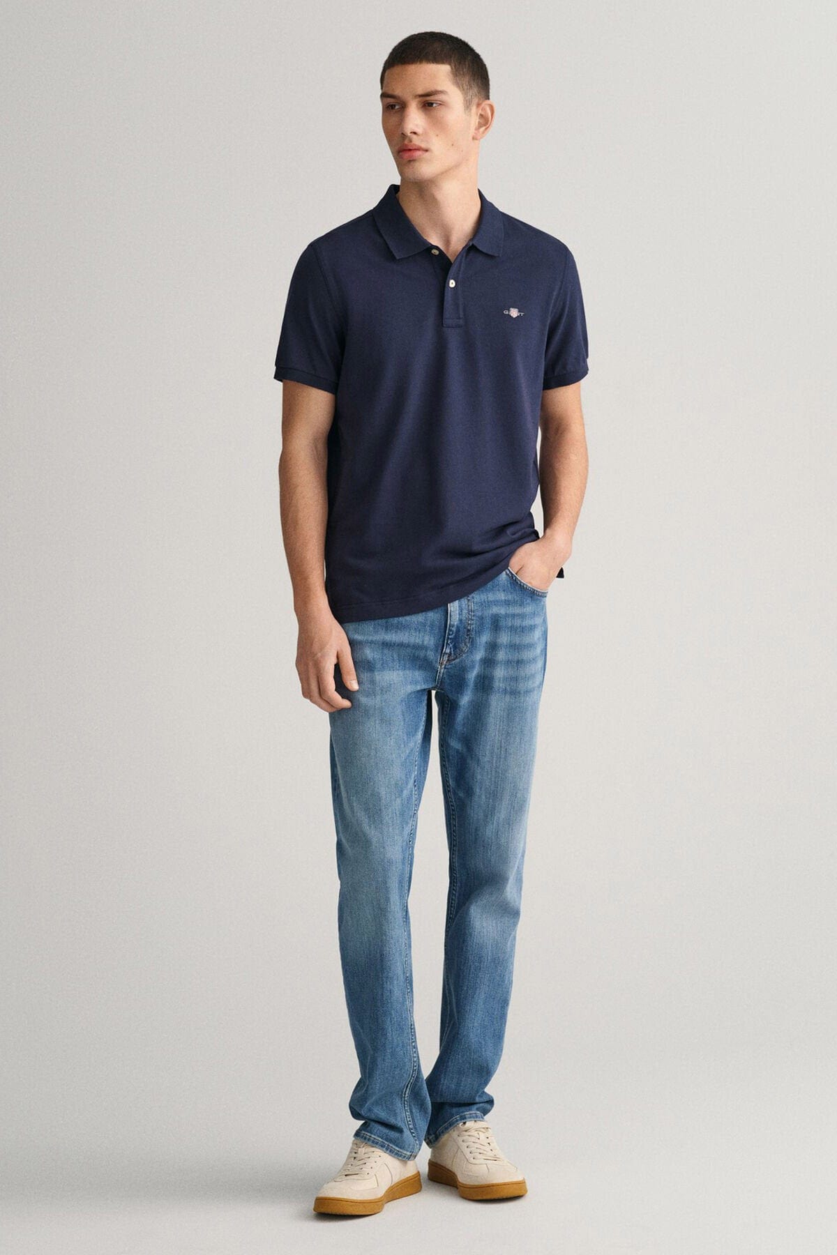 GANT Regular Fit Shield Pique Polo - Rich Navy