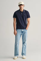 GANT Regular Fit Shield Tipping Pique Polo - Evening Blue