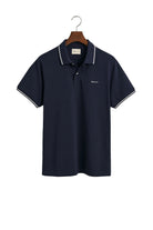 GANT Regular Fit Shield Tipping Pique Polo - Evening Blue