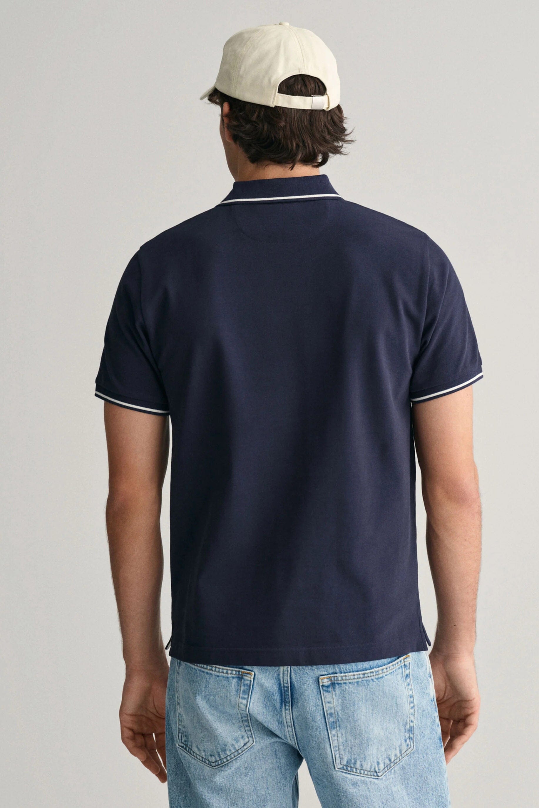 GANT Regular Fit Shield Tipping Pique Polo - Evening Blue