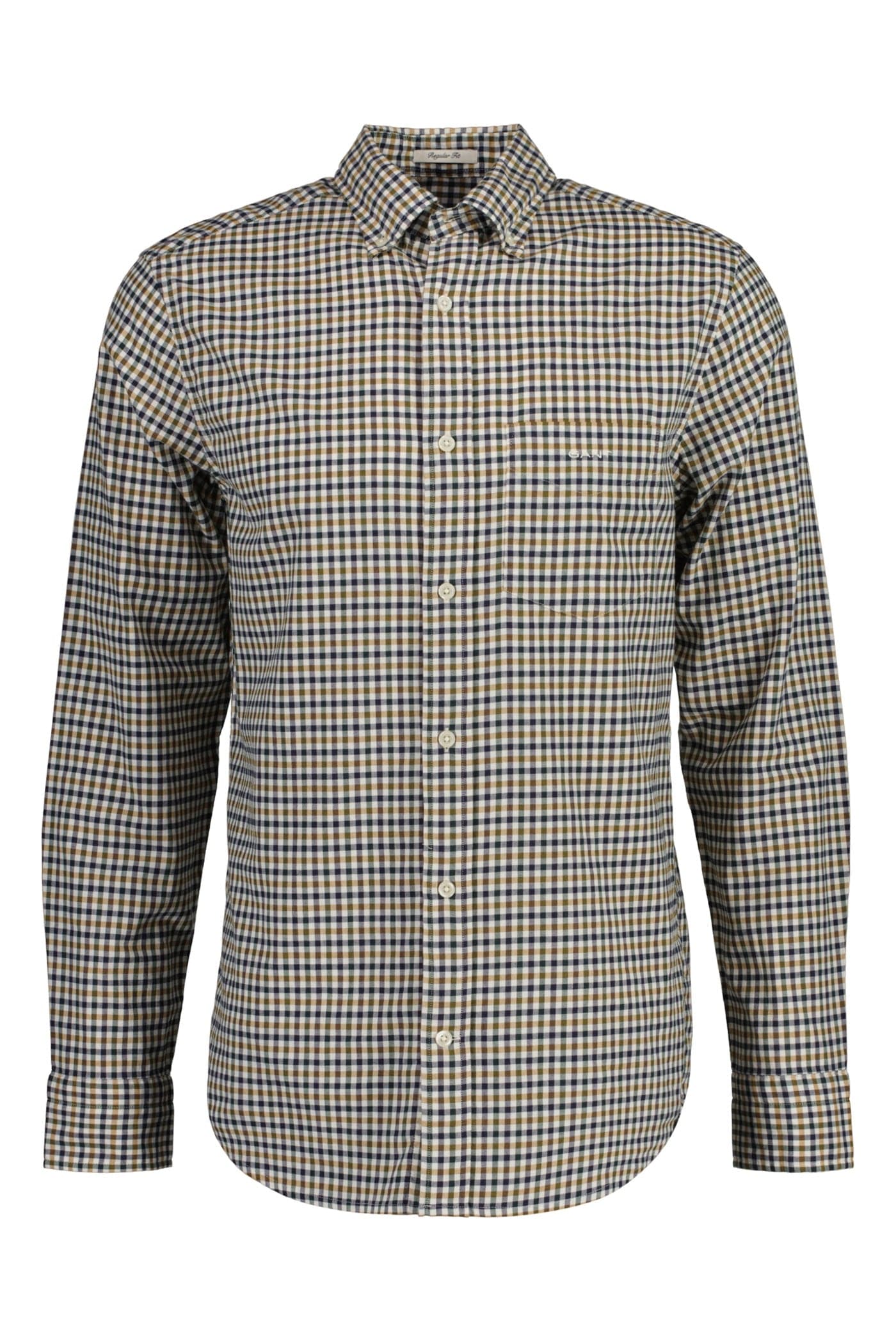 GANT Regular Fit Twill Micro Check Shirt - Eggshell