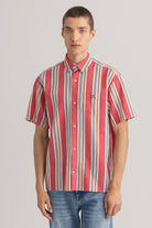 GANT Relaxed Fit Stripe Cotton Linen Shirt - Watermelon Pink