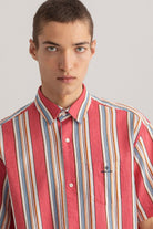 GANT Relaxed Fit Stripe Cotton Linen Shirt - Watermelon Pink