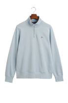 GANT Shield Quarter Zip Regular Fit Sweatshirt - Dove Blue