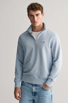 GANT Shield Quarter Zip Regular Fit Sweatshirt - Dove Blue