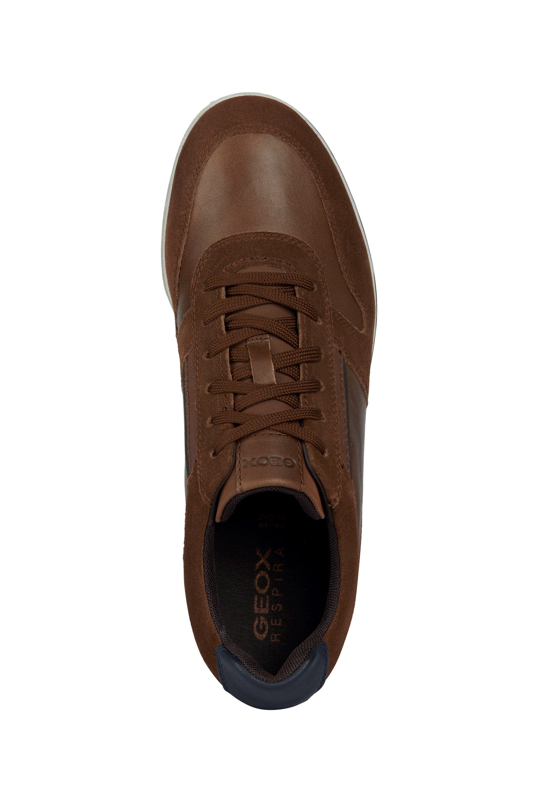 Geox Mens Renan Suede & Waxed Leather Trainers - Brown Cotto