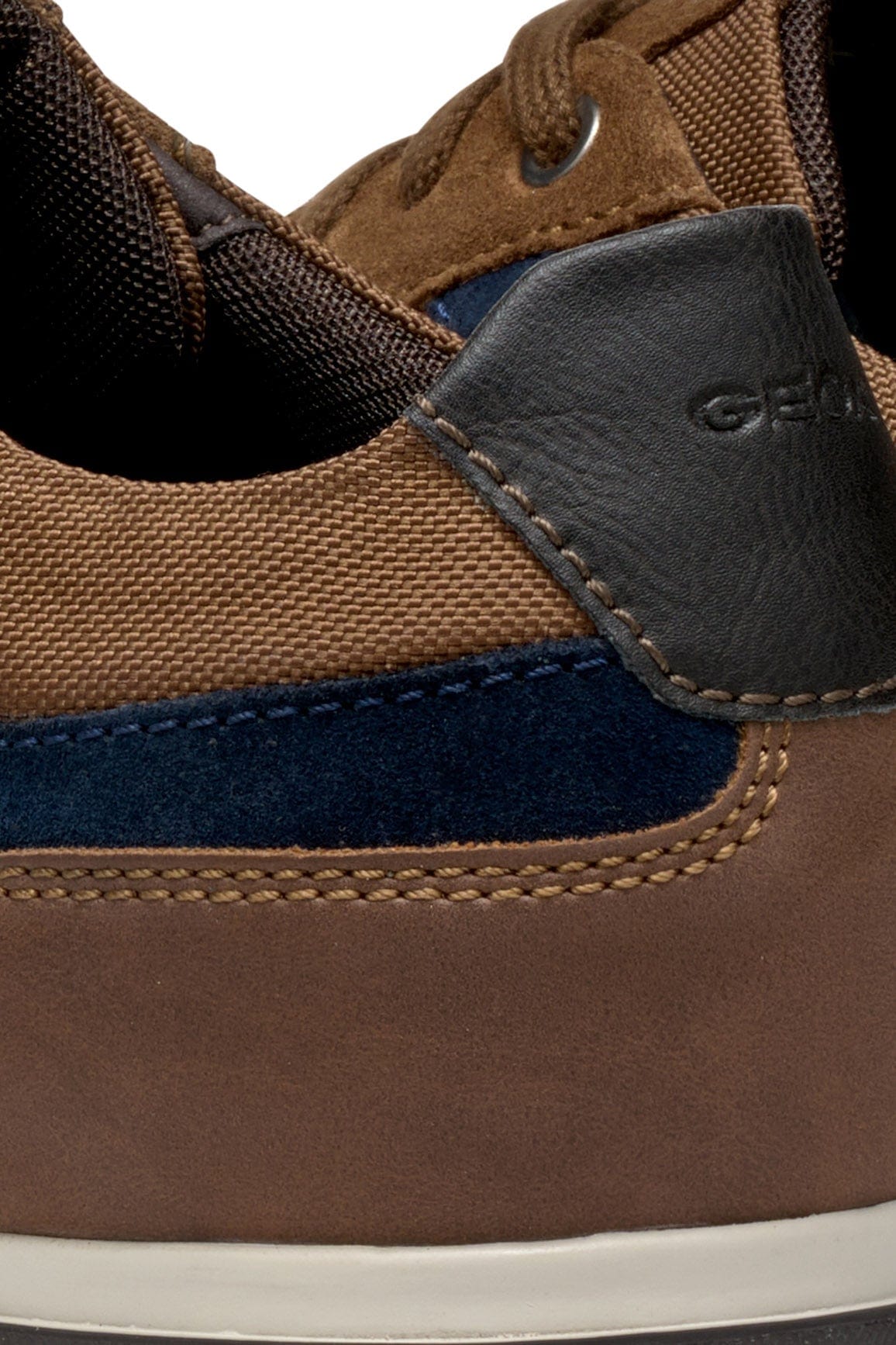 Geox Renan B Suede and Waxed Leather Trainers - Browncotto/Navy