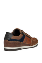 Geox Renan B Suede and Waxed Leather Trainers - Browncotto/Navy