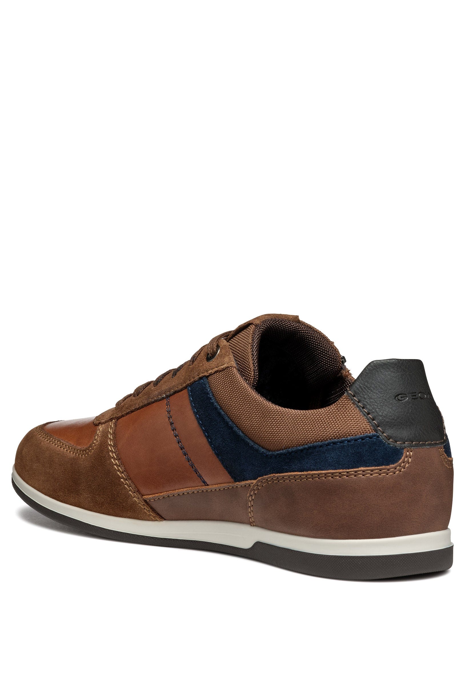 Geox Renan B Suede and Waxed Leather Trainers - Browncotto/Navy