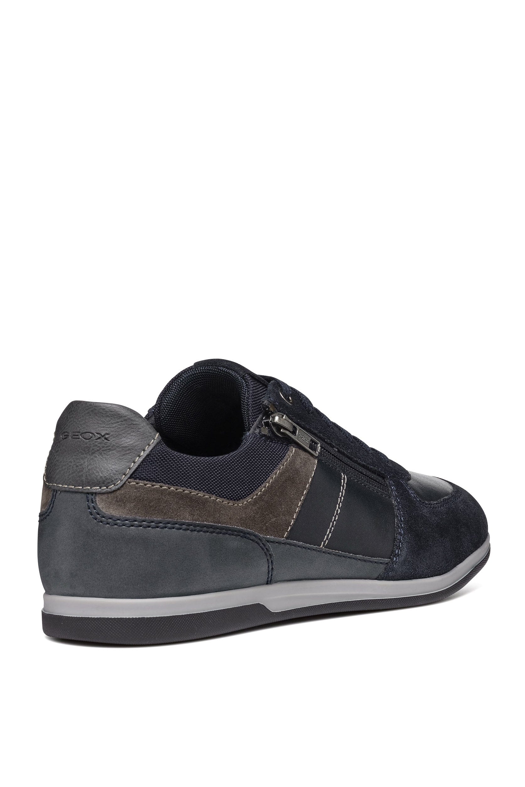 Geox Renan B Suede and Waxed Leather Trainers - Navy/Grey