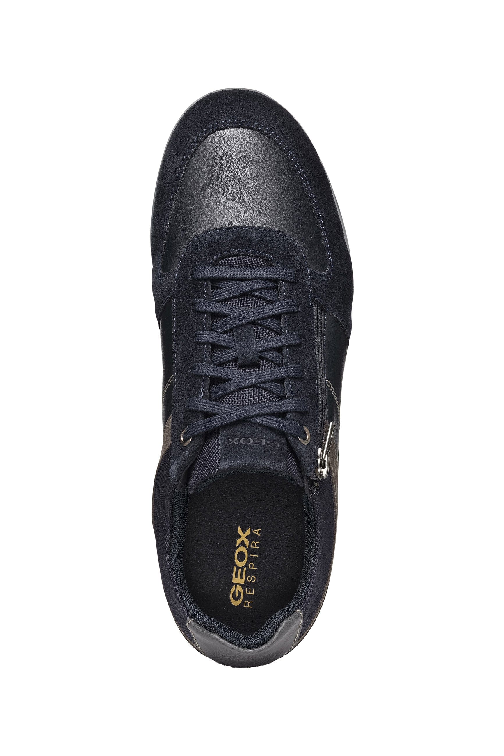 Geox Renan B Suede and Waxed Leather Trainers - Navy/Grey