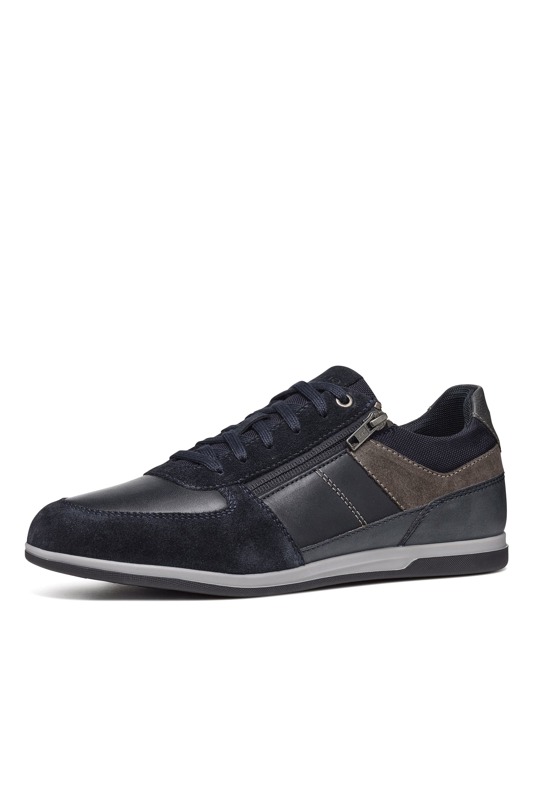 Geox Renan B Suede and Waxed Leather Trainers - Navy/Grey