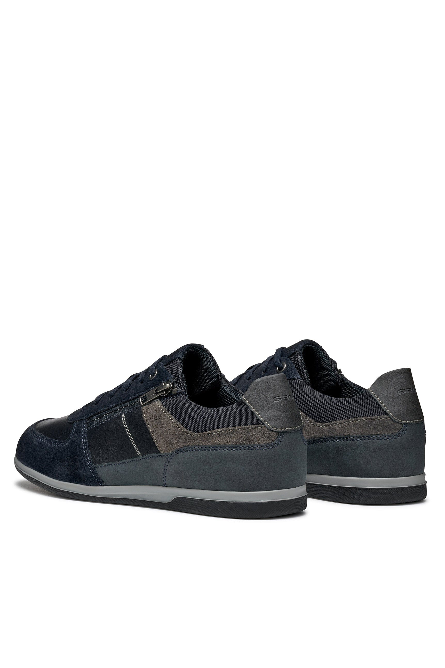 Geox Renan B Suede and Waxed Leather Trainers - Navy/Grey