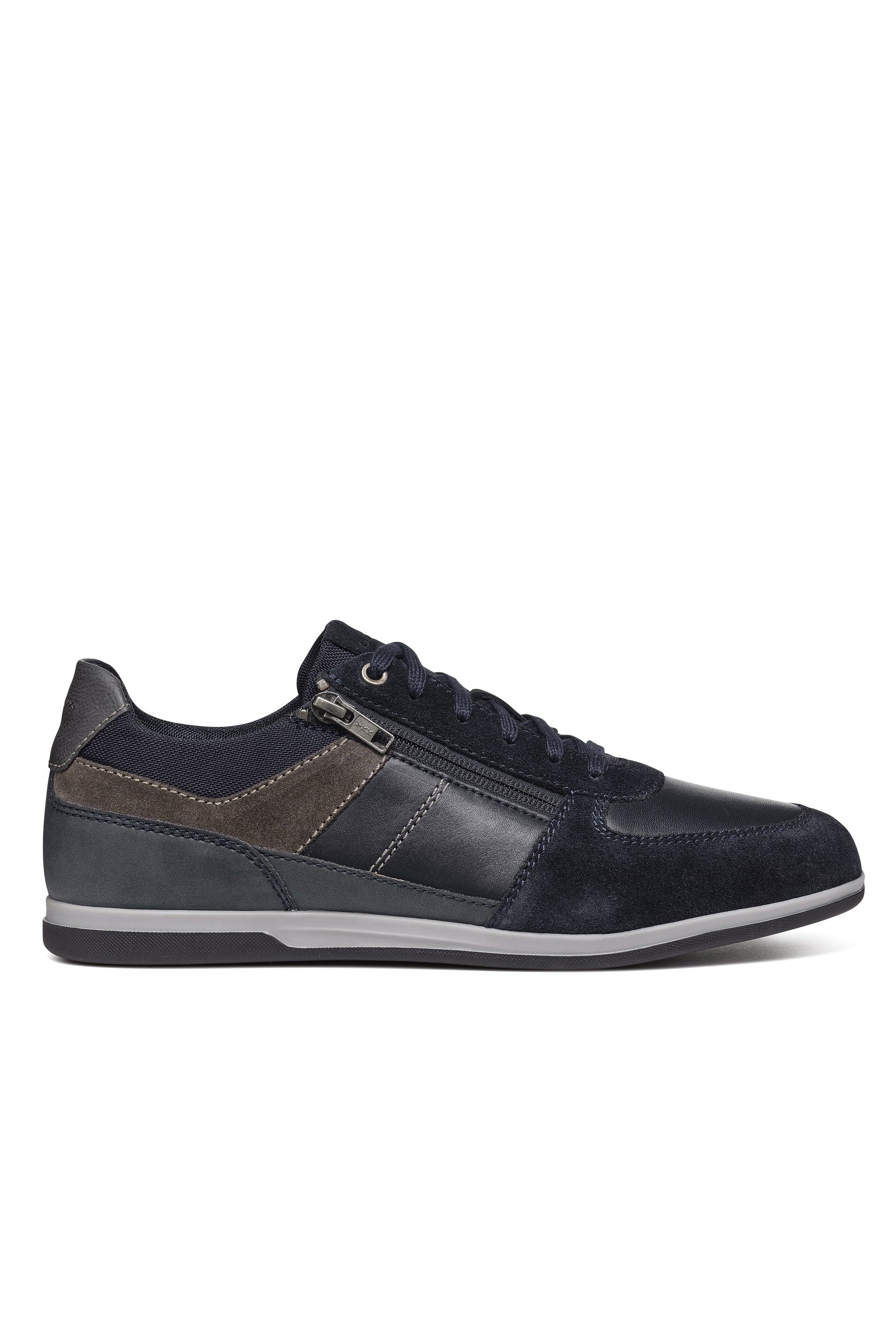 Geox Renan B Suede and Waxed Leather Trainers - Navy/Grey