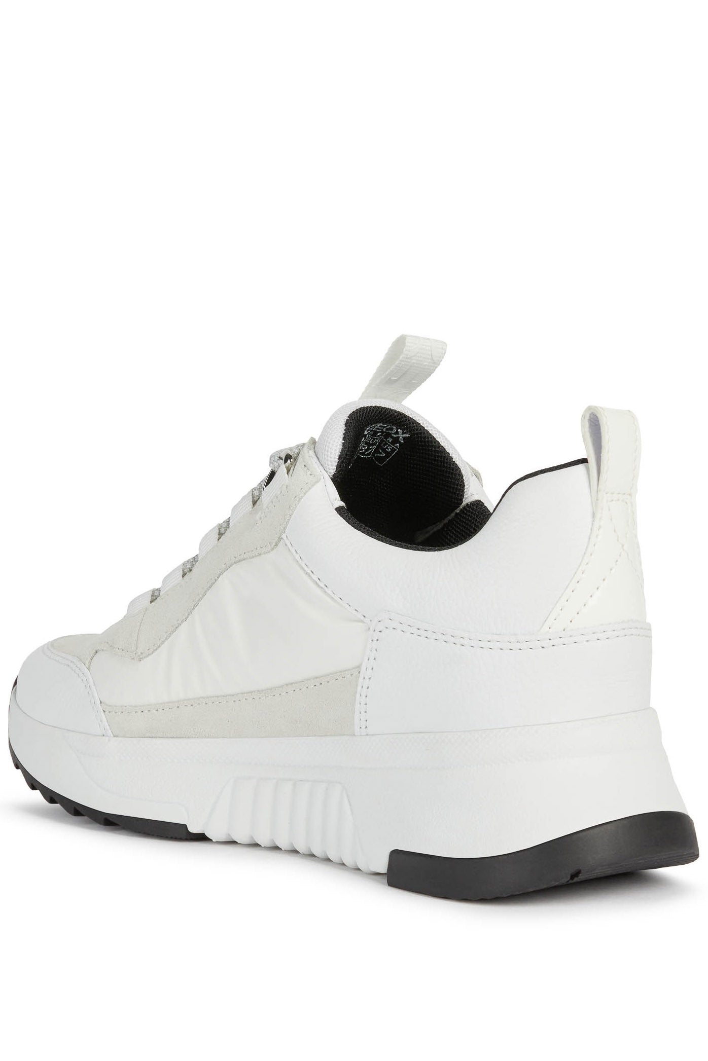 Geox Womens Falena ABX Tumbled Leather & Suede Trainers - White/Off White