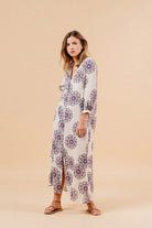 Grace & Mila Manille Printed Maxi Dress - Beige/Purple