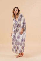 Grace & Mila Manille Printed Maxi Dress - Beige/Purple