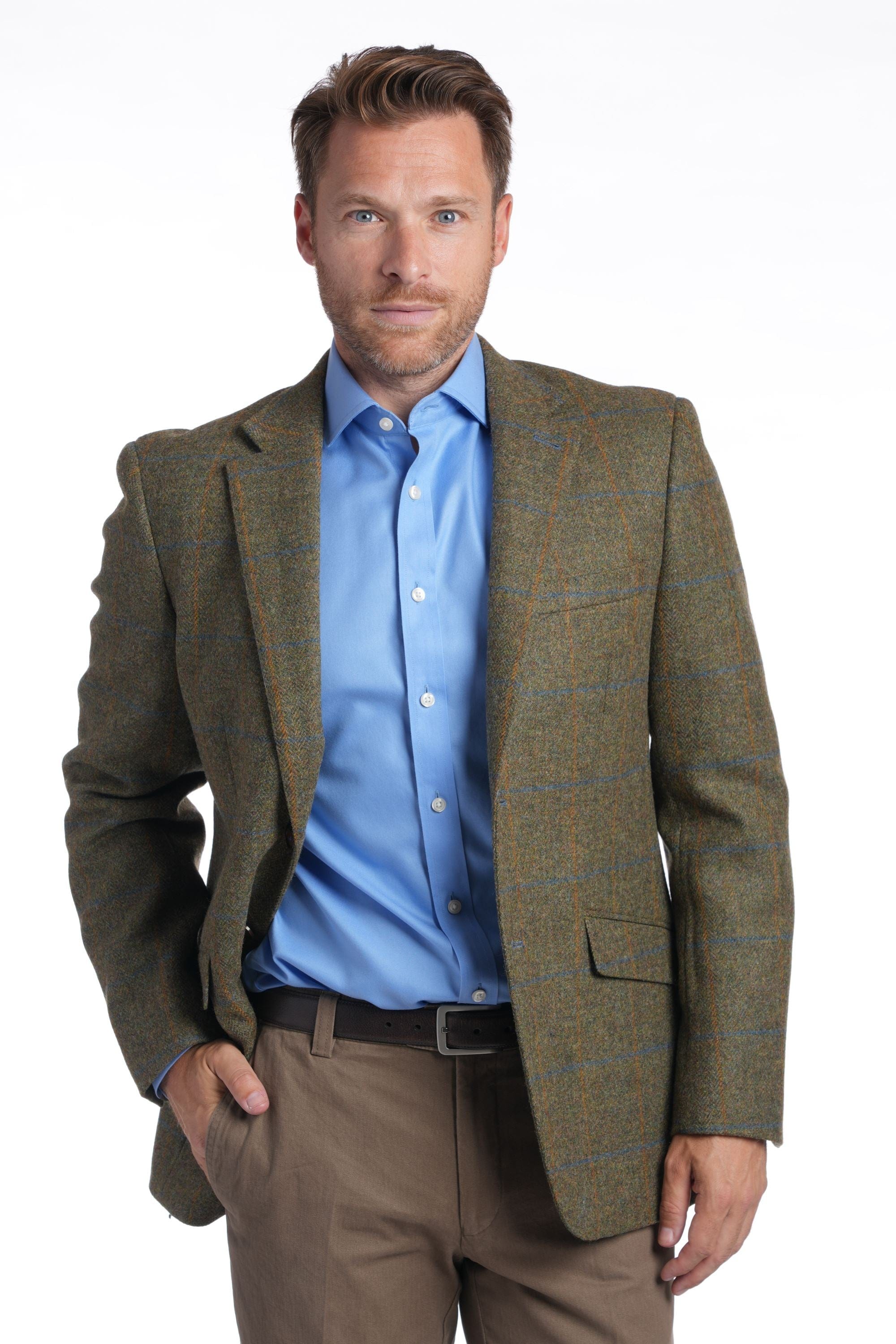 Gurteen Thorley Mallalieus Wool Tweed Jacket - Green/Tangerine