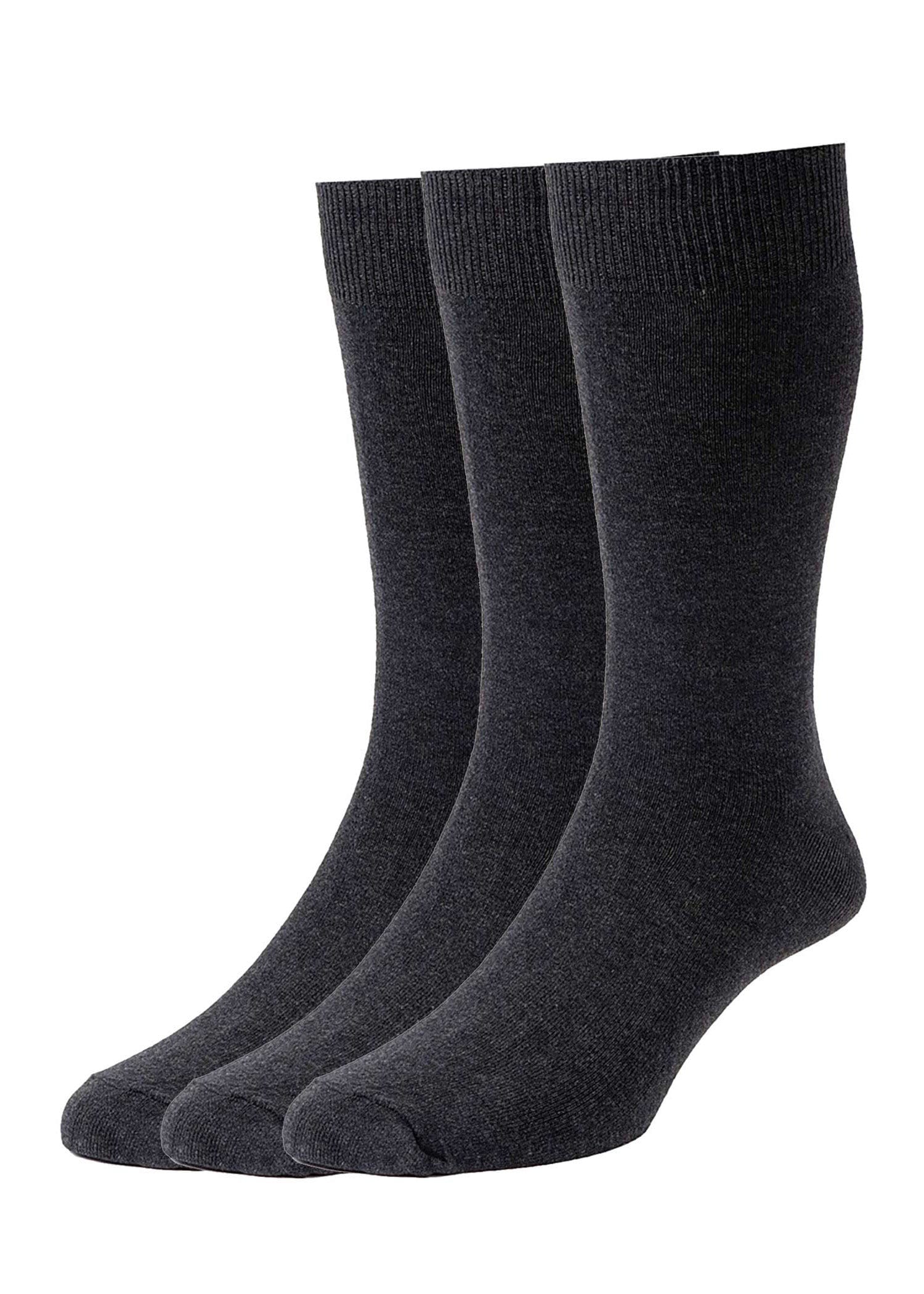 HJ Hall Executive Plain Knit Cotton Rich Socks - 3 Pack - Charcoal/Charcoal/Charcoal HJ7116/3_CHAR/CHAR/CHAR_6-11