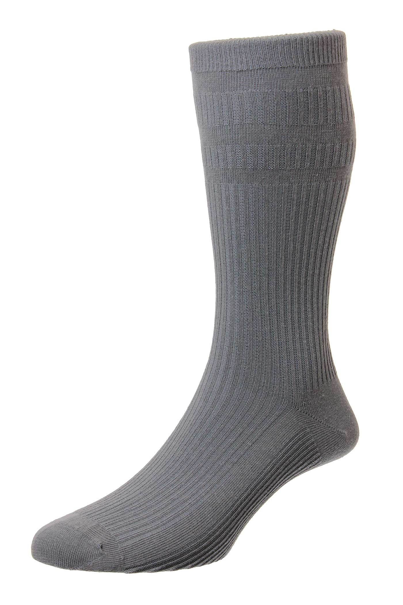 HJ Hall Mens Healthy Feet Extra Wide Cotton Softop Socks with Sanitize - Mid Grey