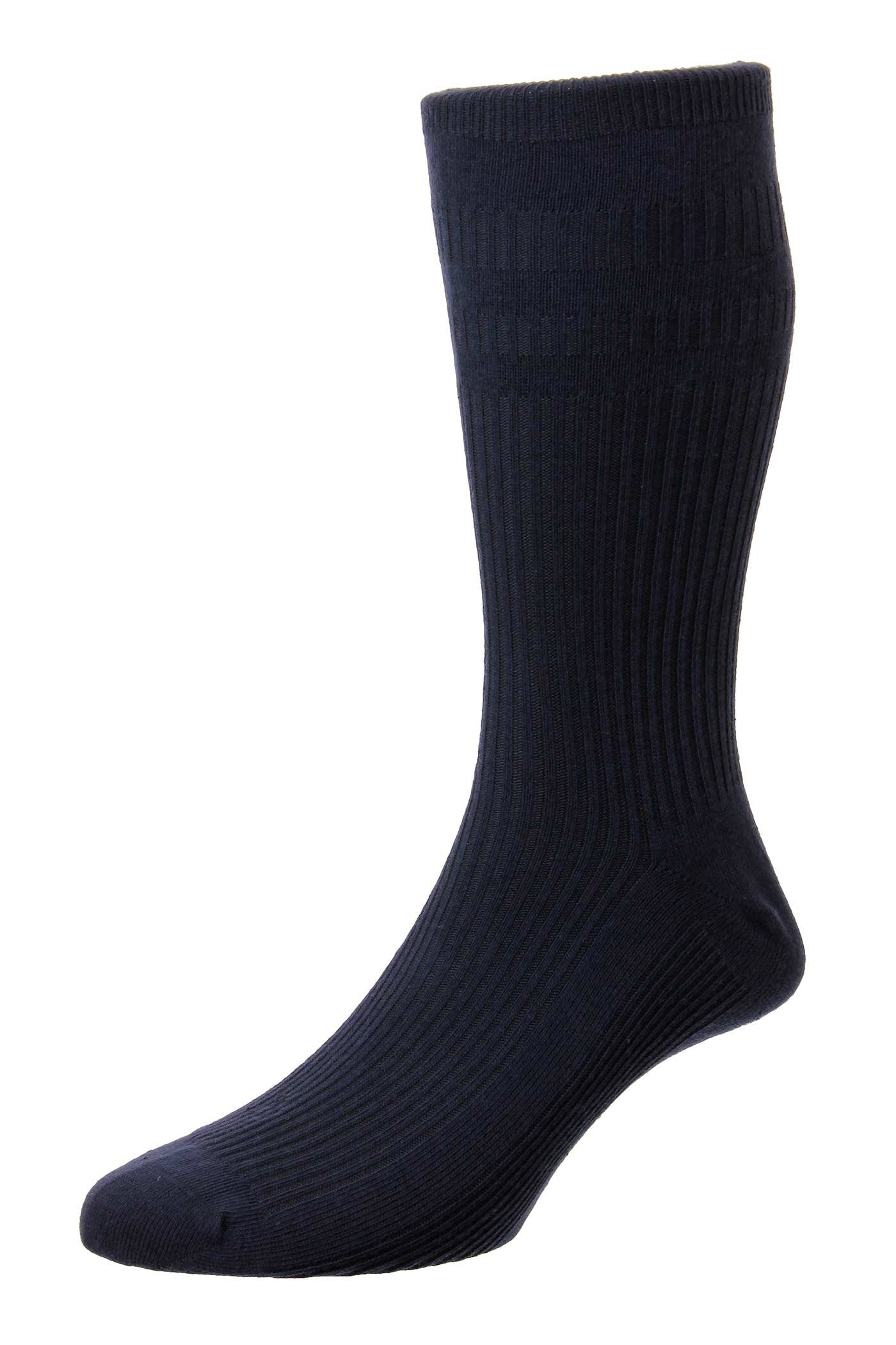 HJ Hall Original Cotton Rich Softop Socks - Navy