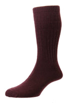 HJ Hall Wool Rich Thermal Softop Socks - Burgundy HJ95_BURGUNDY_6-11