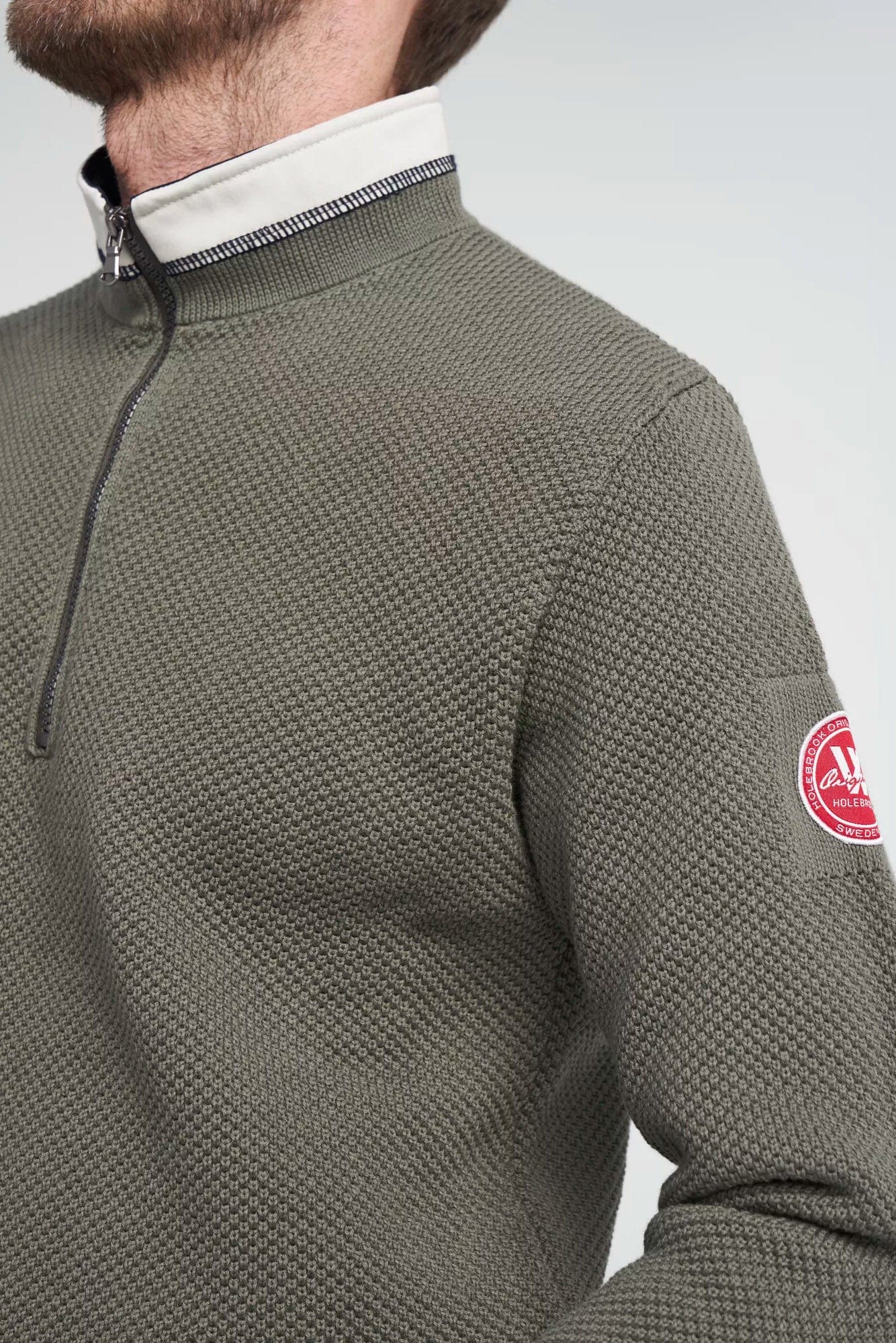 Holebrook Classic Windproof Quarter Zip Jumper - Dusty Olive