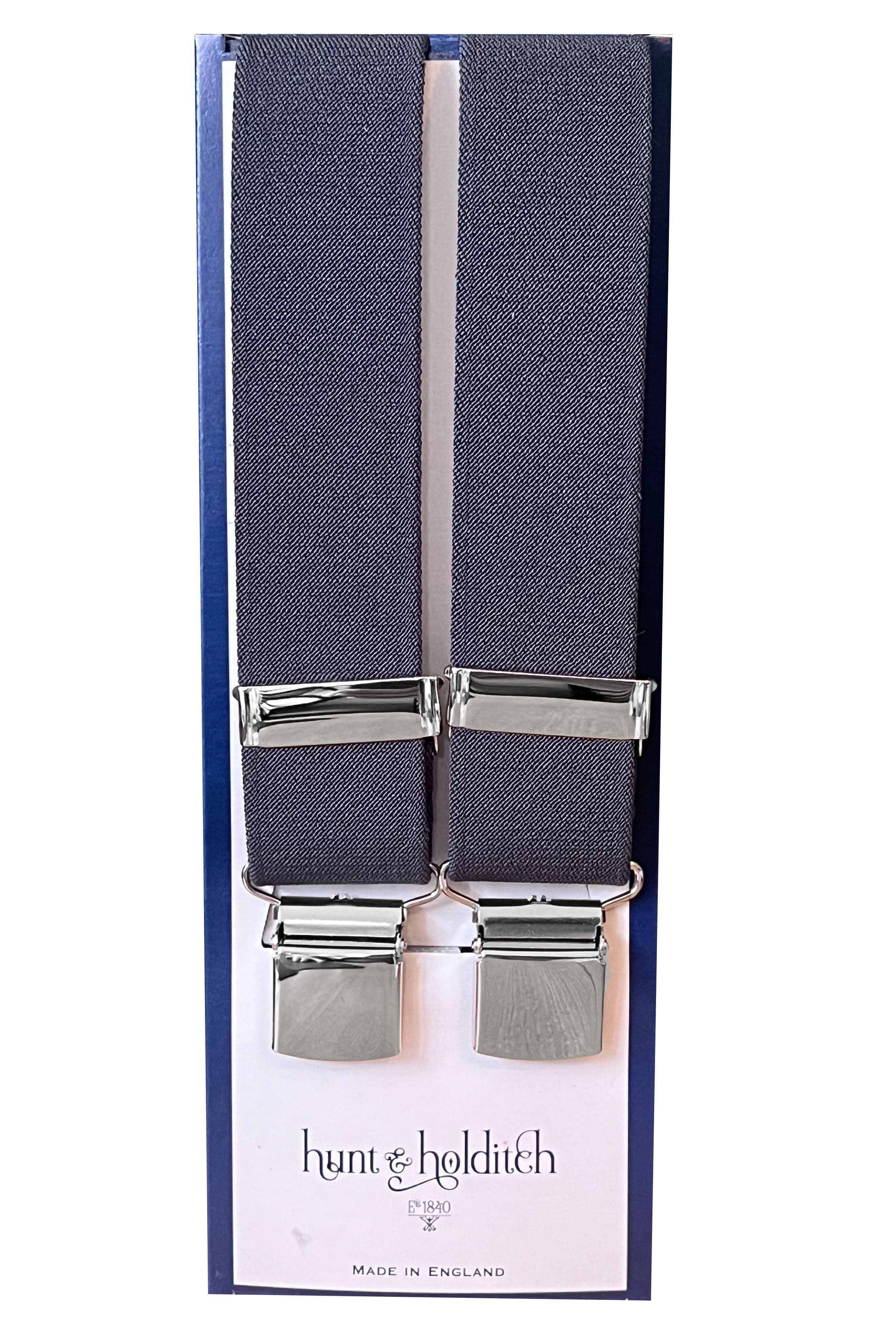 Hunt & Holditch Plain 35mm Wide Clip Braces - Charcoal