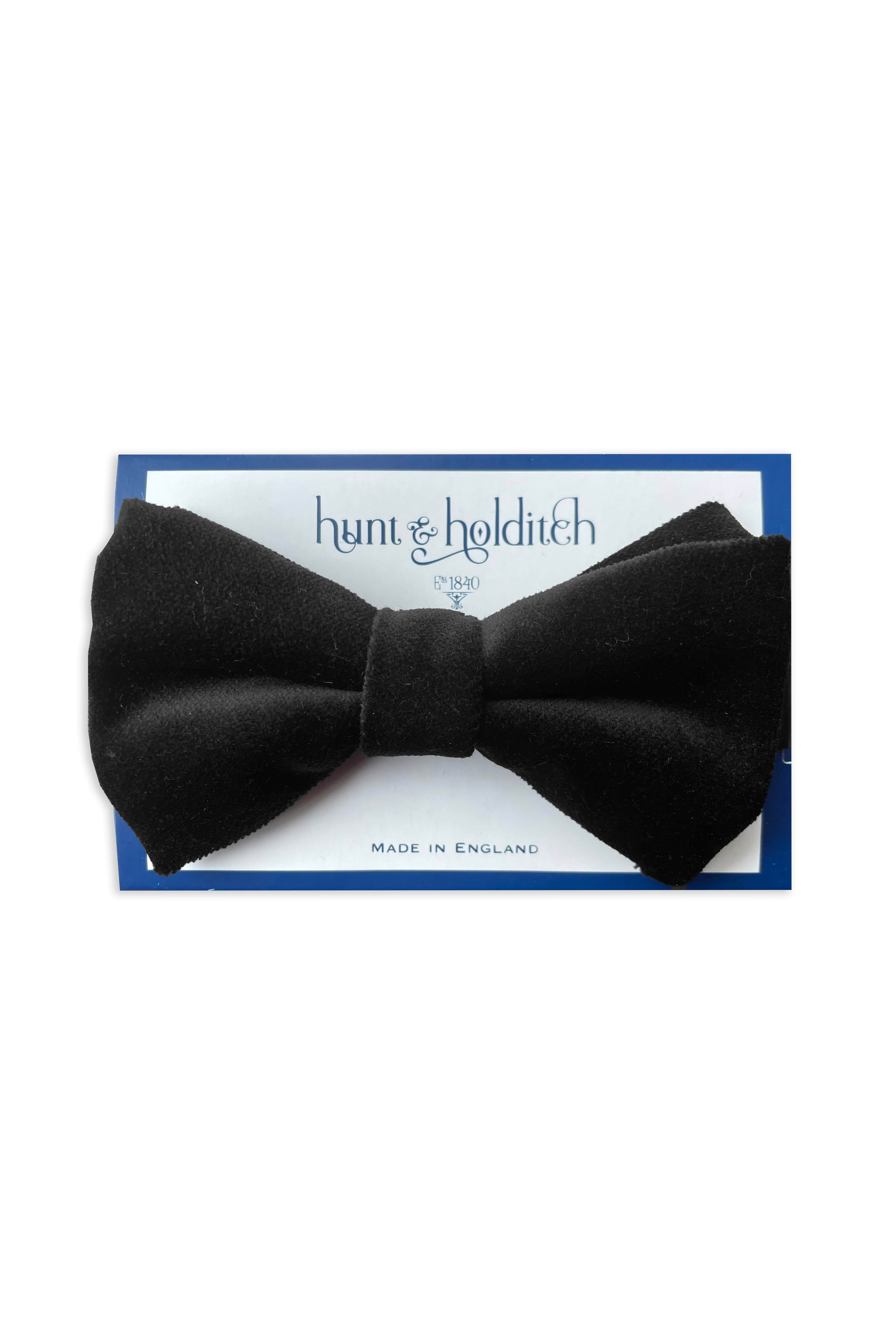 Hunt & Holditch Velvet Self Tied Bow Tie - Black VEL_BLACK_OS