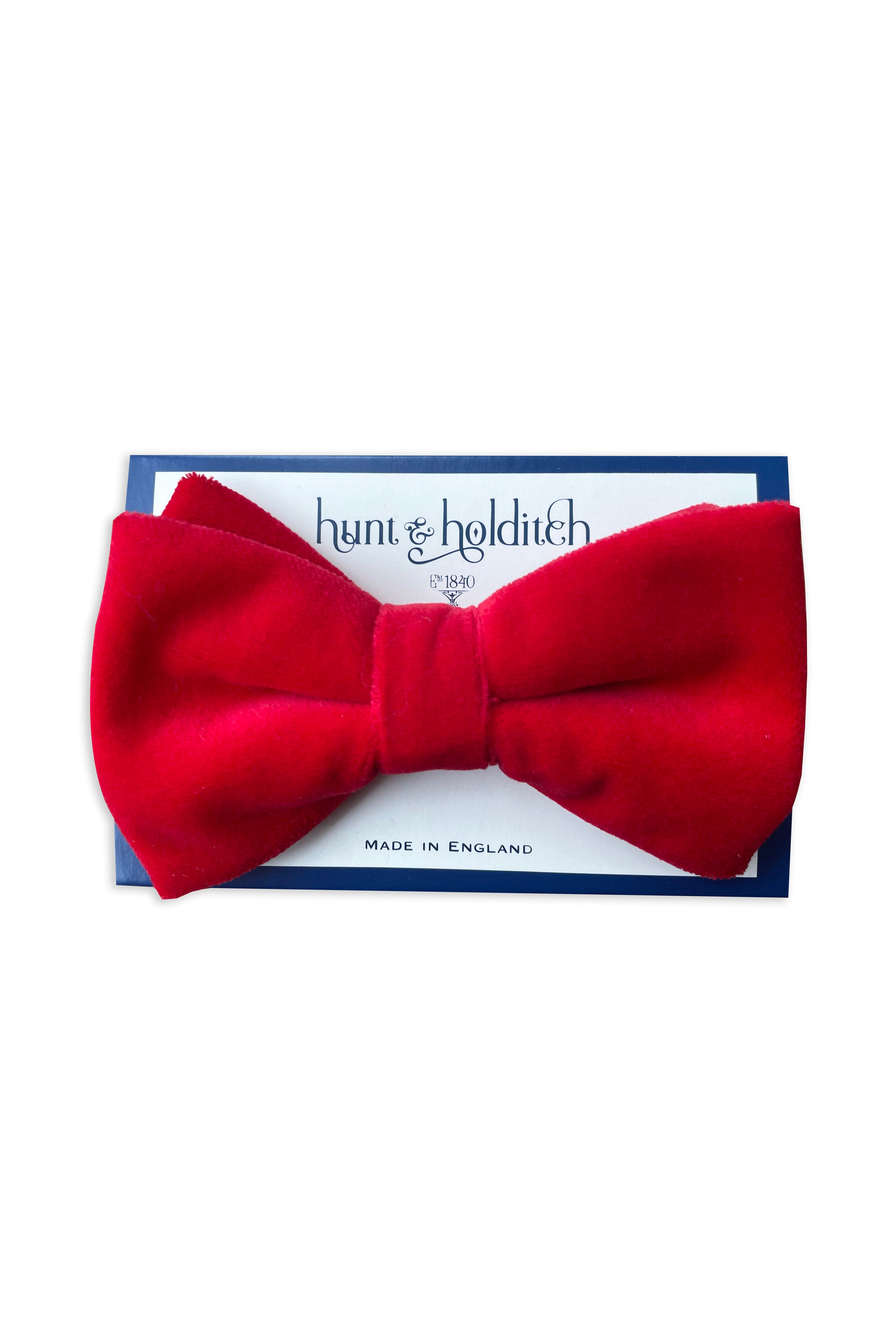 Hunt & Holditch Velvet Self Tied Bow Tie - Red VEL_RED_OS