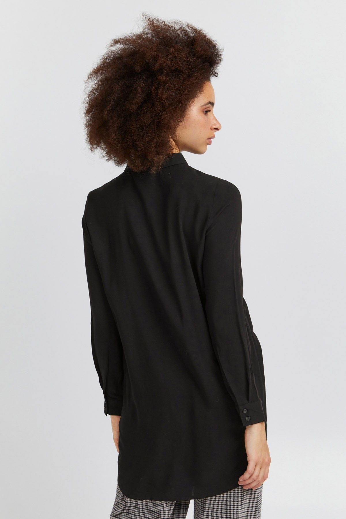 Ichi Main Long Line Woven Shirt - Black