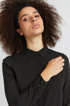 Ichi Main Long Line Woven Shirt - Black