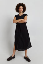 Ichi Marrakech Plain Midi Dress - Black