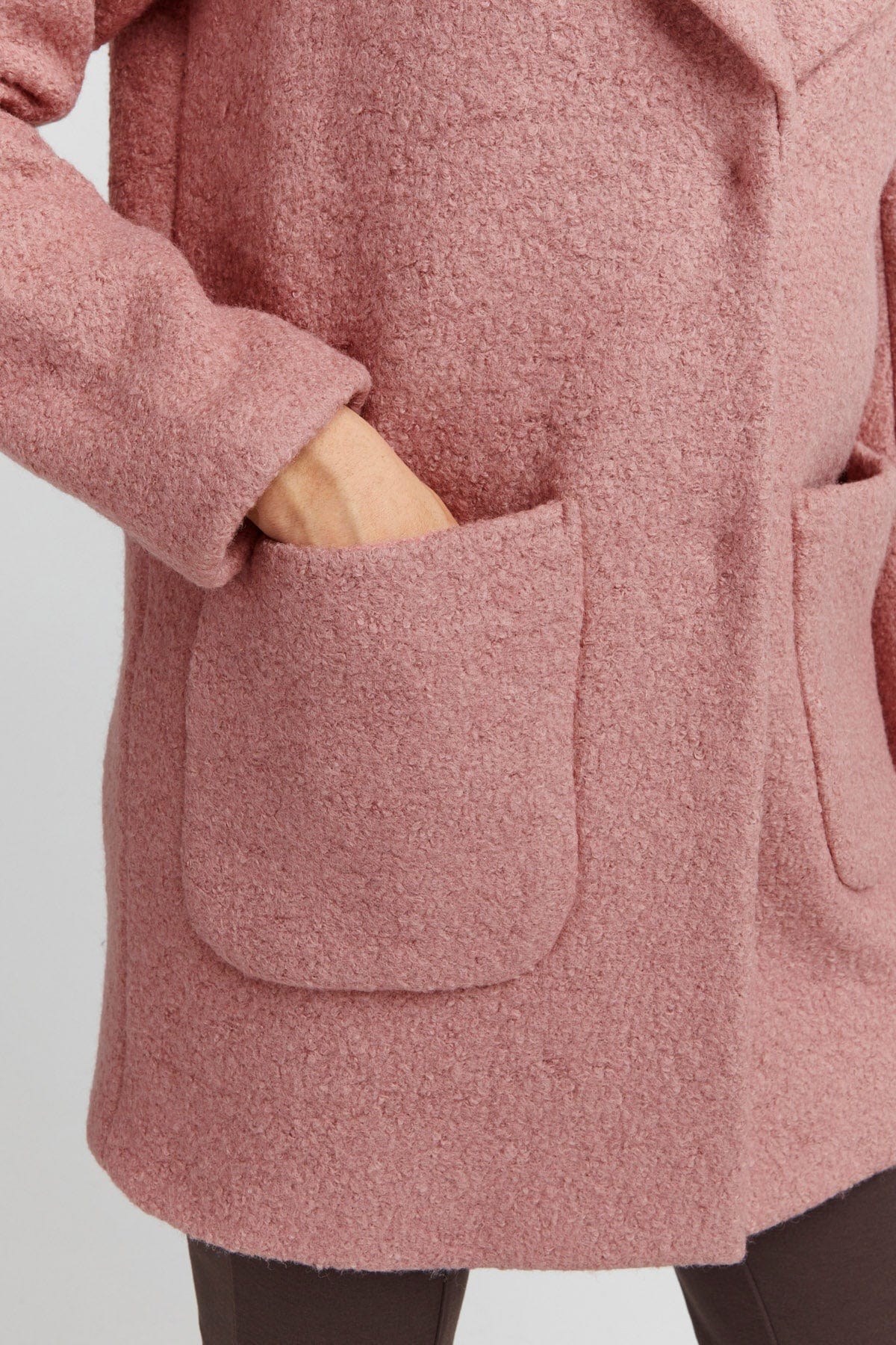 Ichi Stipa Wool Knit Coat - Ash Rose