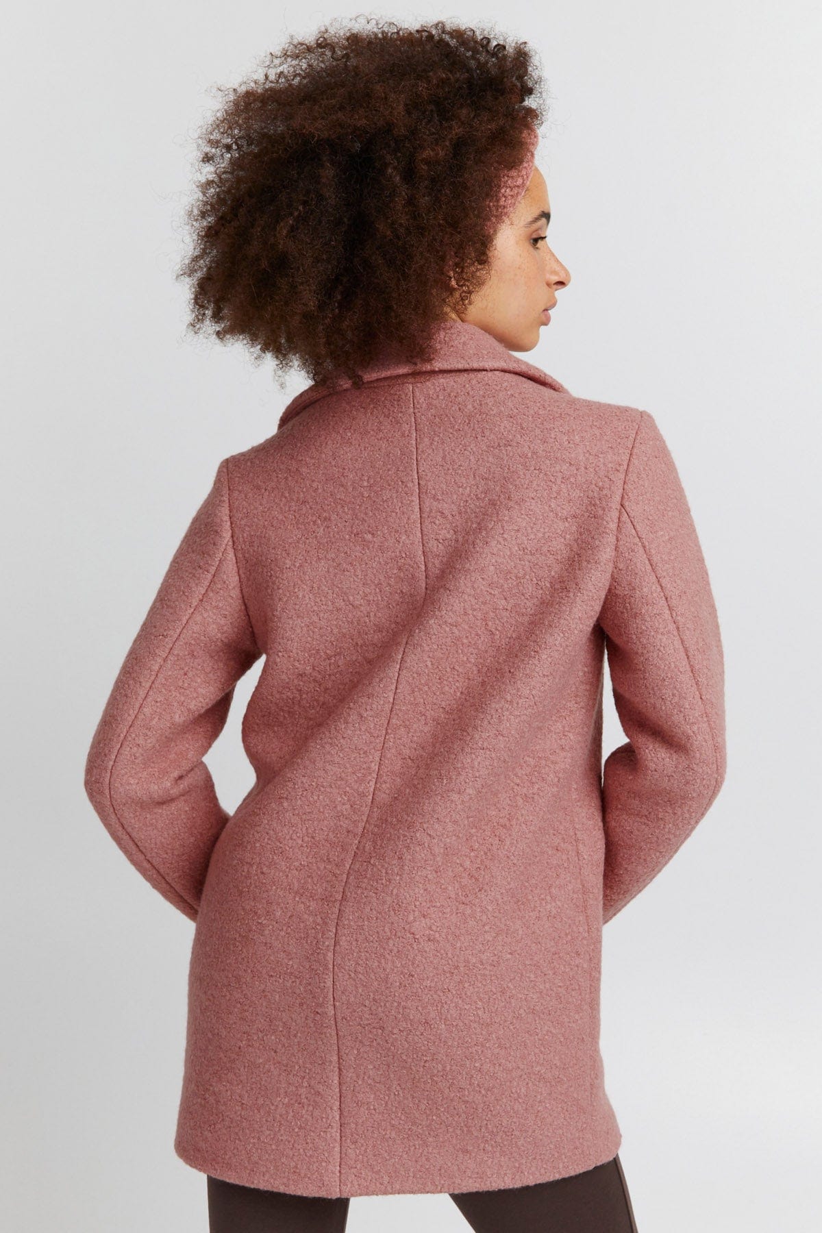 Ichi Stipa Wool Knit Coat - Ash Rose