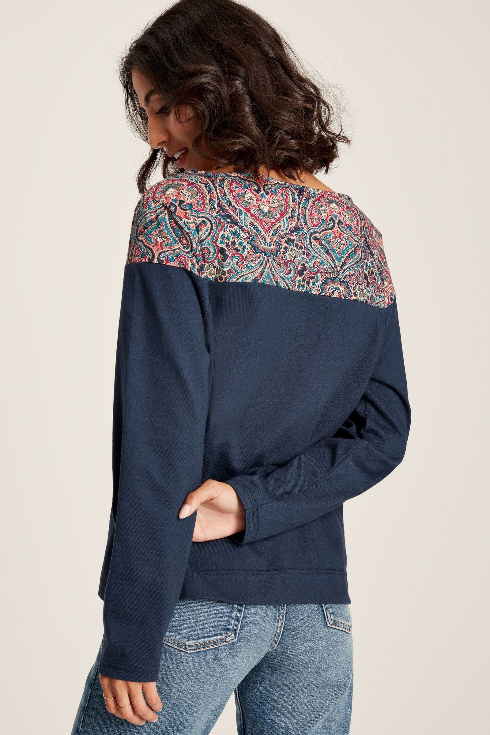 Joules Brancaster Print Long Sleeve Top - Paisley Stripe