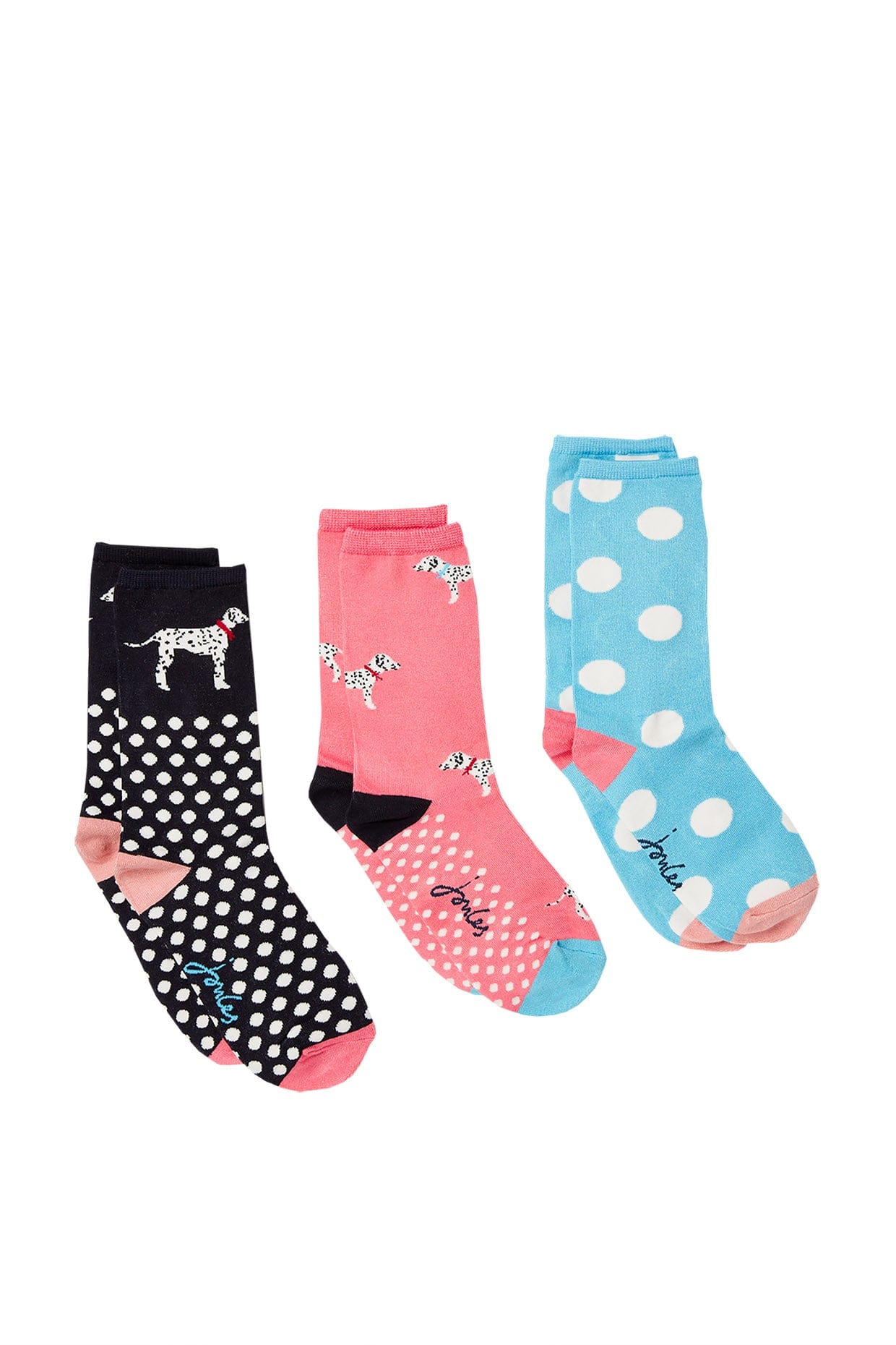 Joules Excellent Everyday 3 Pack Eco Vero Socks - Pink Dalmatian 217719_PINKDALM_4-8