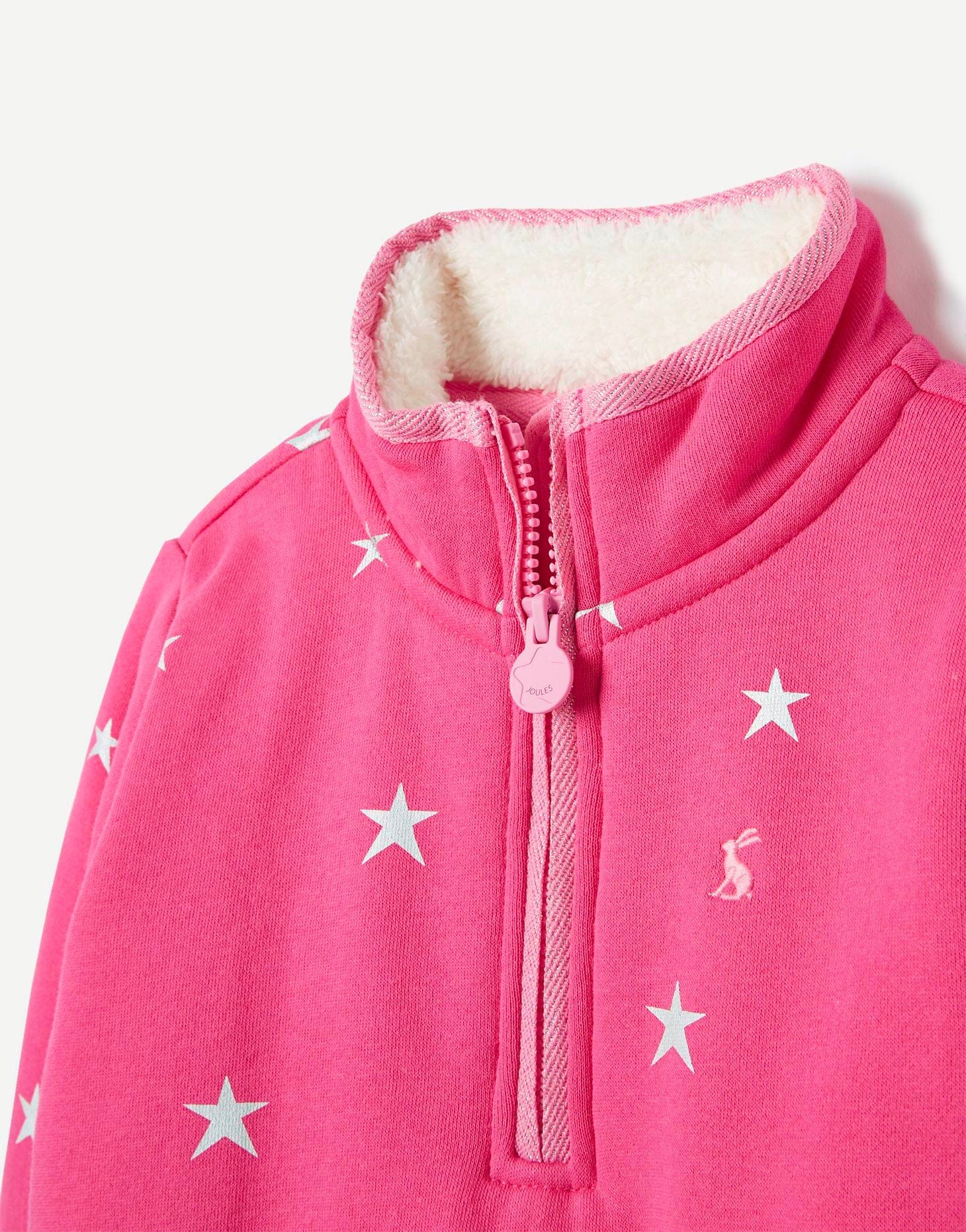 Joules Fairdale Fleece Lined Sweatshirt - Pink Stars