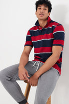 Joules Filbert Striped Polo Shirt - Navy Red Stripe