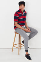 Joules Filbert Striped Polo Shirt - Navy Red Stripe