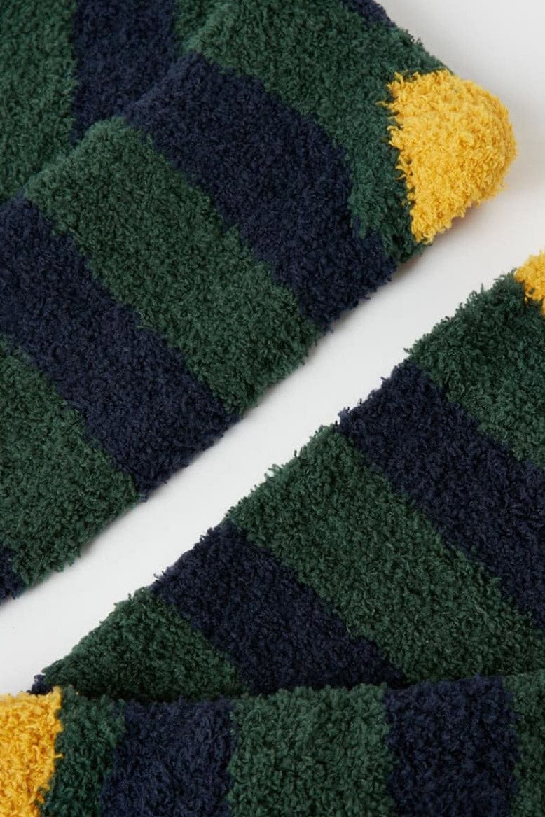 Joules Fluffy Sock - Green Blue Stripe 217619_GRNBLUSTP_7-12