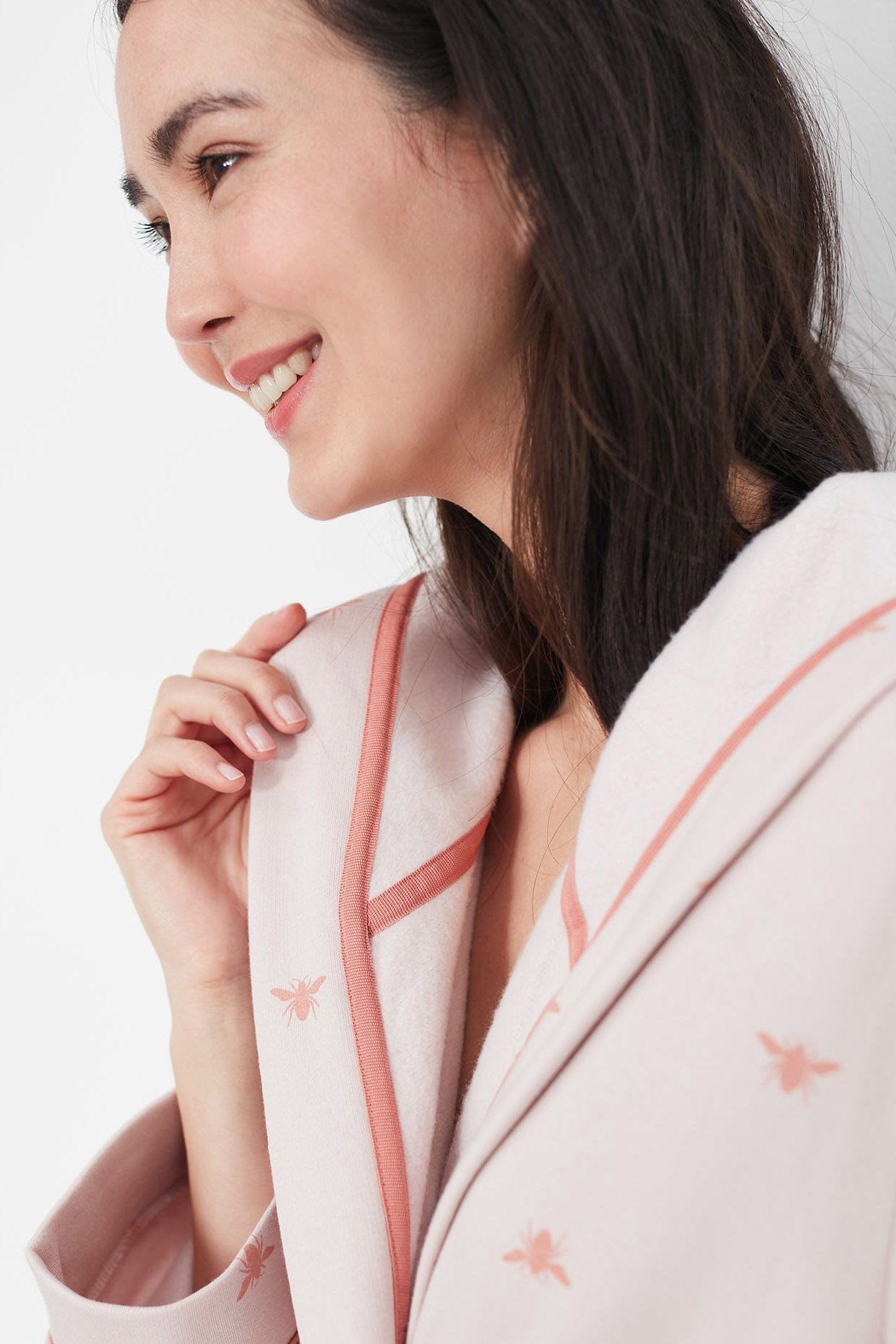 Joules Jonie Printed Jersey Dressing Gown - Pink Bees