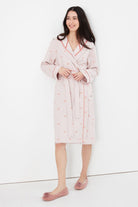 Joules Jonie Printed Jersey Dressing Gown - Pink Bees