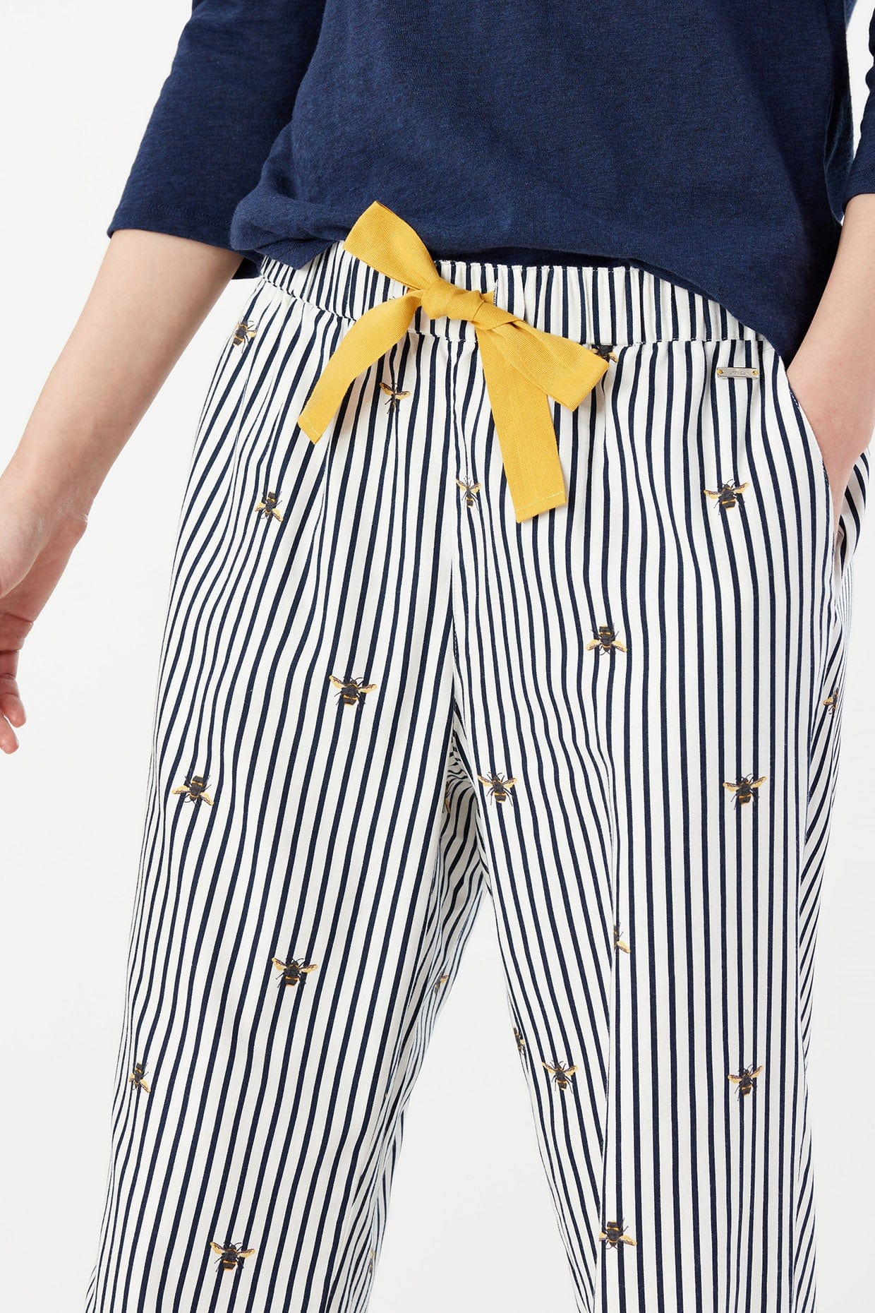 Joules Luna Light Pyjama Bottoms - Navy Cream Bee Stripe 214579_NVYCRMBEE_2XL